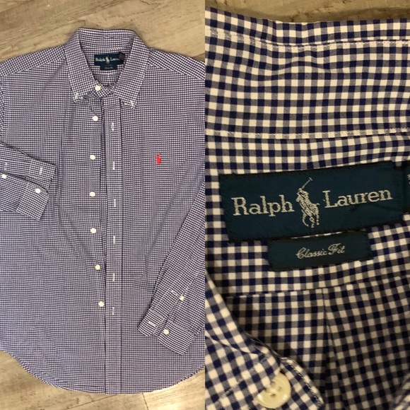 Polo Blue//white Gingham Button Down L - Like new - Picture 1 of 6